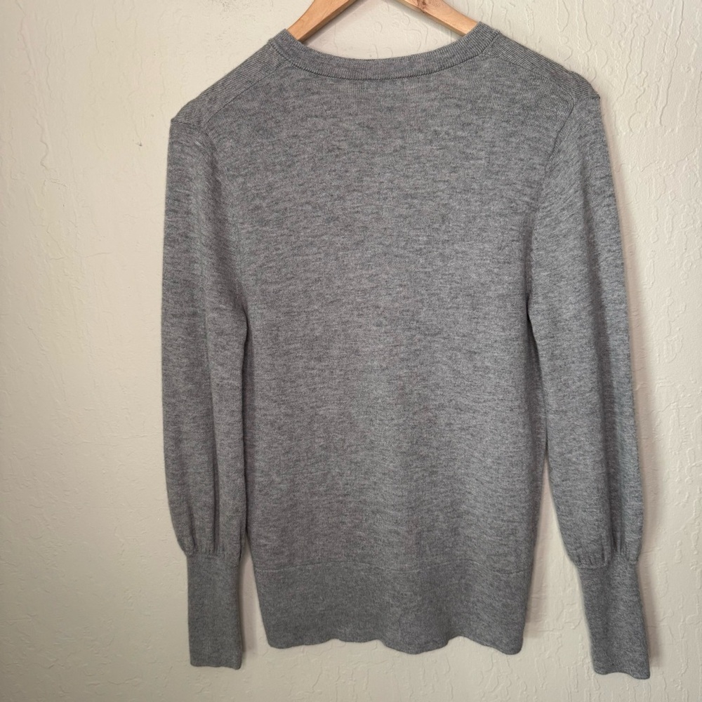 SUNDANCE Afterlight Gray Embroidered Cardigan Merino Wool Cotton Embellished SM - Picture 8 of 16